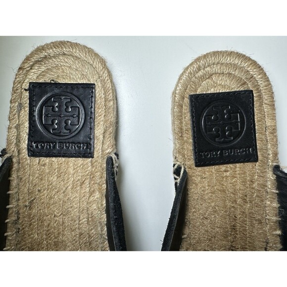 TORY BURCH Max Black Suede Flat Espadrille‎ Mules Slip On Shoes Women's 6.5 - Picture 8 of 10